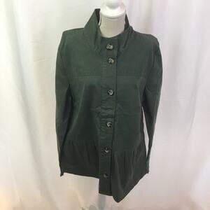 Denim & Co Twill Peplum Waist Jacket Green XS